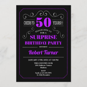 Invitation Surprise 50e anniversaire - Black Purple
