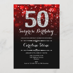 Invitation Surprise 50e anniversaire - Black Red Silver