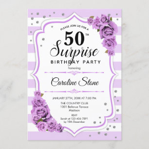 Invitation Surprise 50e anniversaire - Blanc pourpre