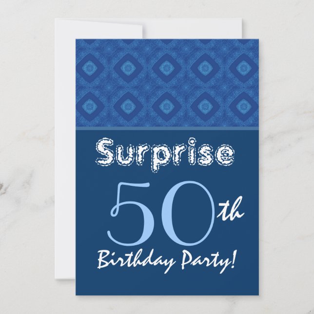 Invitation SURPRISE 50e anniversaire Blue Diamond Motif (Devant)