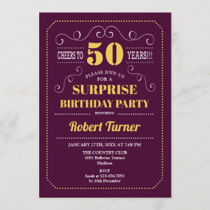 Invitation Surprise 50e anniversaire - Bourgogne Gold