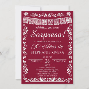 Invitation surprise 50e anniversaire Burgundy Pape