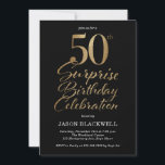 Invitation Surprise 50e anniversaire Célébration Black & Gold<br><div class="desc">50e invitation de fête d'anniversaire surprise en noir et or</div>