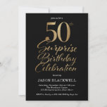 Invitation Surprise 50e anniversaire Célébration Black & Gold<br><div class="desc">50e invitation de fête d'anniversaire surprise en noir et or</div>