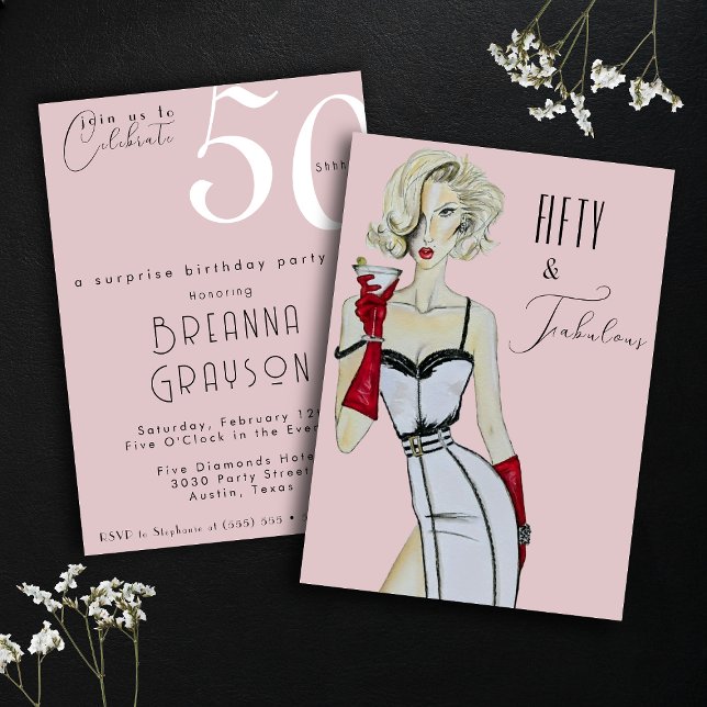 Invitation Surprise 50e anniversaire Cinquante et fabuleuse é (Créateur téléchargé)