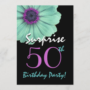 Invitation Surprise 50e anniversaire Daisy turquoise et viole