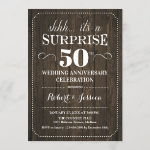 Invitation Surprise 50e anniversaire de mariage - Bois rustiq