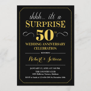 Invitation Surprise 50e anniversaire de mariage - Or noir