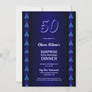 Invitation Surprise 50e anniversaire Dîner Black and Blue Par