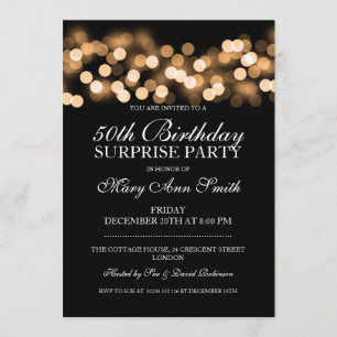 Invitation Surprise 50e anniversaire Gold Hollywood Glam