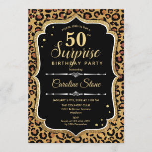 Invitation Surprise 50e anniversaire - Leopard Black Gold