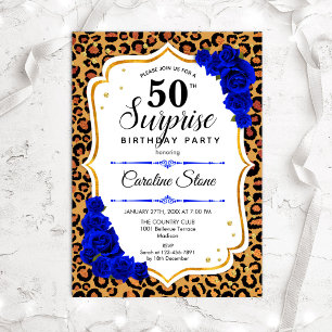 Invitation Surprise 50e anniversaire - Leopard Gold Royal Blu