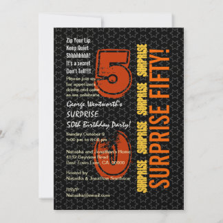 Invitation SURPRISE 50e anniversaire moderne Black Gold Orang
