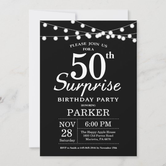 Invitation Surprise 50e Anniversaire Noir Et Blanc Zazzle Fr