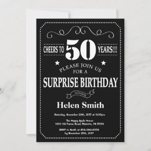 Invitation Surprise 50e anniversaire Noir et blanc tableau de