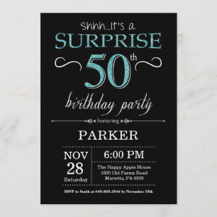 Invitation surprise 50e anniversaire Noir et Turqu