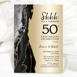 Invitation Surprise 50e anniversaire noir or