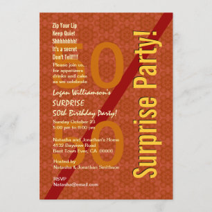 Invitation SURPRISE 50e anniversaire Orange Gold Gears B322