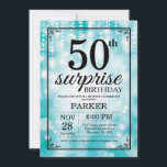 Invitation surprise 50e anniversaire Parties scint<br><div class="desc">Invitation surprise 50e anniversaire avec Turquoises lampes à cordes avec Arrière - plan de Parties scintillant Turquoise. Anniversaire Turquoise. Anniversaire adulte. Hommes ou femmes Anniversaire Invitation. 13e 15e 16e 18e 20e 21e 30e 40e 50e 60e 70e 80e 90e 100e, n'importe quel âge. Pour plus de personnalisation, cliquez sur le bouton...</div>