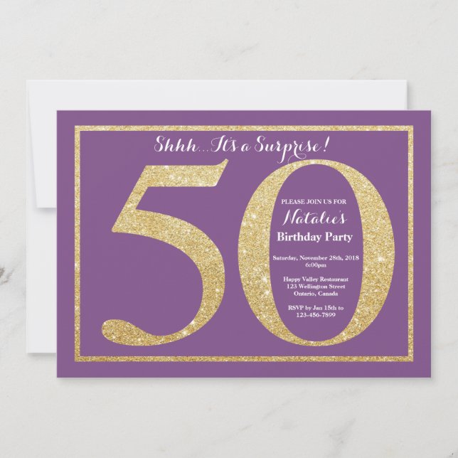 Invitation Surprise 50e anniversaire Parties scintillant viol (Devant)
