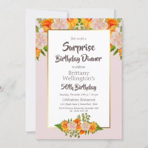 Invitation Surprise 50e anniversaire Pink Orange Gold