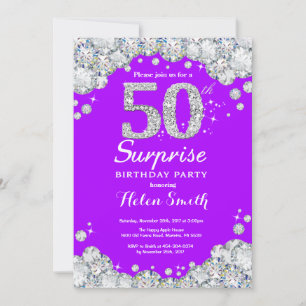 Invitation Surprise 50e anniversaire Purple et Silver Diamond