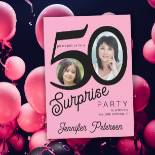 Invitation Surprise 50e anniversaire rose noir photo