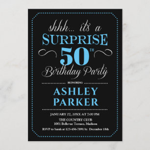 Invitation Surprise 50e fête d'anniversaire - Black Blue