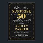 Invitation Surprise 50e fête d'anniversaire - Black Gold<br><div class="desc">Invitation surprise 50e anniversaire de fête. Design simple et classe en noir,  or et blanc. Comprend une police de script élégante. Célébration anniversaire surprise pour l'homme ou la femme. Peut être customisé à n'importe quel âge!</div>