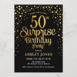 Invitation Surprise 50e fête d'anniversaire - Black & Gold<br><div class="desc">Invitation surprise 50e anniversaire de fête. Design élégant en or noir et faux parties scintillant. Comprend des polices de caractères et des confettis stylisés. Message-moi si vous avez besoin d'âge personnalisé.</div>