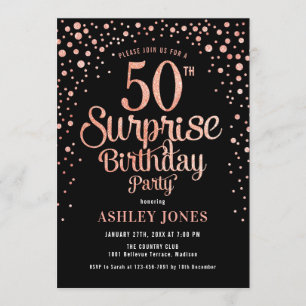 Invitation Surprise 50e fête d'anniversaire - Black & Rose Go