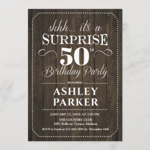 Invitation Surprise 50e fête d'anniversaire - Bois rustique