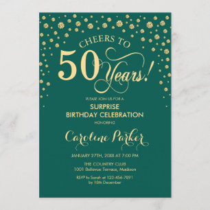 Invitation Surprise 50e fête d'anniversaire - Emerald Green G