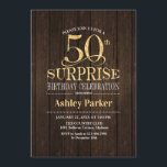 Invitation Surprise 50e fête d'anniversaire - Gold Wood<br><div class="desc">Rustic Surprise Invitation de célébration du 50e anniversaire. Design élégant et élégant avec bois brun foncé et motif en or parties scintillant. Comprend une police de script élégante. Message-moi si vous avez besoin d'une personnalisation plus poussée.</div>