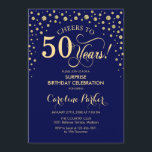 Invitation Surprise 50e fête d'anniversaire - Marine Blue Gol<br><div class="desc">Invitation surprise 50e anniversaire de fête. Design élégant en bleu marine et faux parties scintillant or. Fonctionne la police de script et les confettis de diamants. Bonjour à 50 ans ! Message-moi si vous avez besoin d'une personnalisation plus poussée.</div>
