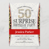 Surprise 50e fête d'anniversaire - Rouge or blanc