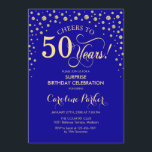 Invitation Surprise 50e fête d'anniversaire - Royal Blue Gold<br><div class="desc">Invitation surprise 50e anniversaire de fête. Design élégant en saphir bleu royal et faux or parties scintillant. Fonctionne la police de script et les confettis de diamants. Bonjour à 50 ans ! Message-moi si vous avez besoin d'une personnalisation plus poussée.</div>