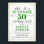 Invitation Surprise 50e fête d'anniversaire - White Green<br><div class="desc">Invitation surprise 50e anniversaire de fête. Design simple et élégant,  blanc,  vert et noir. Comprend une police de script élégante. Célébration anniversaire surprise pour l'homme ou la femme. Peut être customisé à n'importe quel âge!</div>