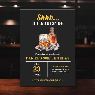 Invitation Surprise 50e Whiskey Bourbon fête d'anniversaire