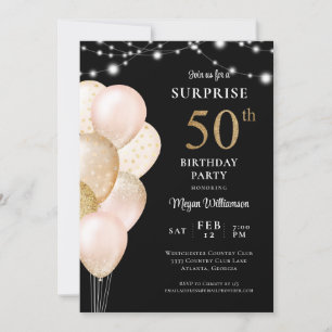 Invitation Surprise 50ème anniversaire Black Gold Rose