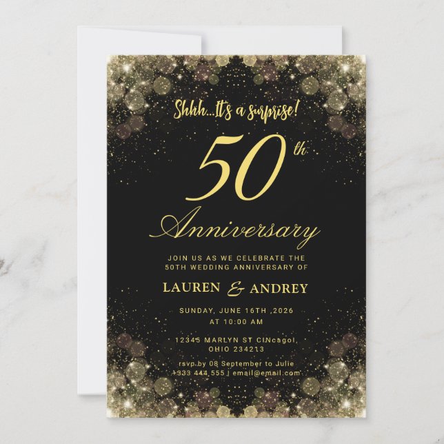 Invitation Surprise 50th Wedding Anniversary (Devant)