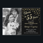 Invitation Surprise 55e anniversaire avec photo - Noir or<br><div class="desc">Invitation au 55e anniversaire du Mariage surprise avec photo. Design élégant en noir avec police de script et confetti en faux or. Message-moi si vous avez besoin d'année personnalisée.</div>