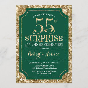 Invitation Surprise 55e anniversaire de mariage - Vert Or