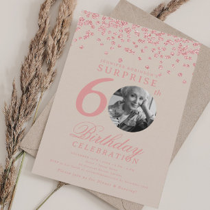 Invitation SURPRISE 60 Anniversaire Rose Gold Confetti Champa