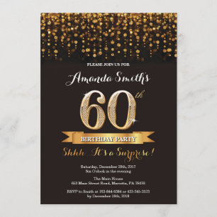 Invitation surprise 60e anniversaire Black and Gol
