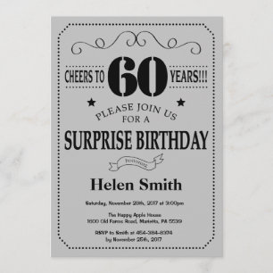 Invitation Surprise 60e anniversaire Black and Silver Grey
