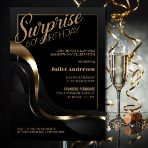 Invitation Surprise 60e anniversaire Black Gold Party