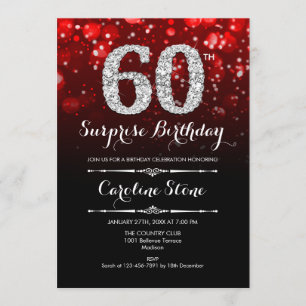 Invitation Surprise 60e anniversaire - Black Red Silver