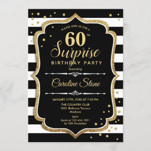 Invitation Surprise 60e anniversaire - Black White Gold