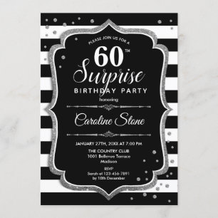 Invitation Surprise 60e anniversaire - Black White Silver